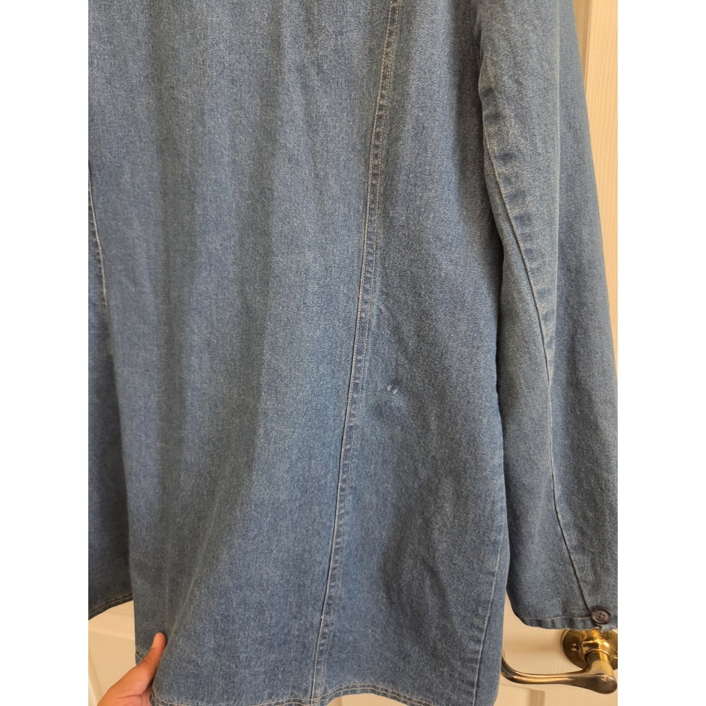 Denim & Co Blue Denim Blazer Jacket Women's Large Cotton Button Front Pockets - Picture 12 of 15